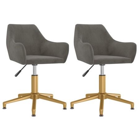 vidaXL Sillas de comedor giratorias 2 unidades terciopelo gris oscuro