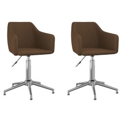 vidaXL Sillas de comedor giratorias 2 unidades tela marrón oscuro