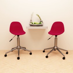 vidaXL Sillas de comedor giratorias 2 unidades tela rojo vino tinto 