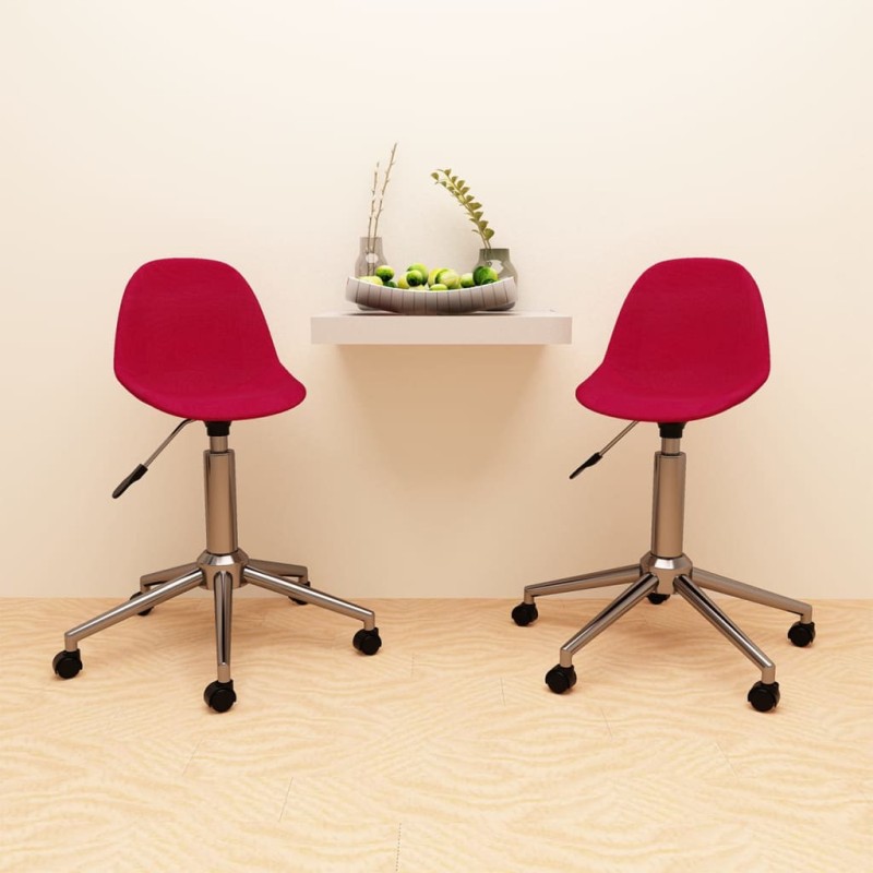 vidaXL Sillas de comedor giratorias 2 unidades tela rojo vino tinto vidaXL Sillas de comedor giratorias 2 unidades tela rojo vino tinto