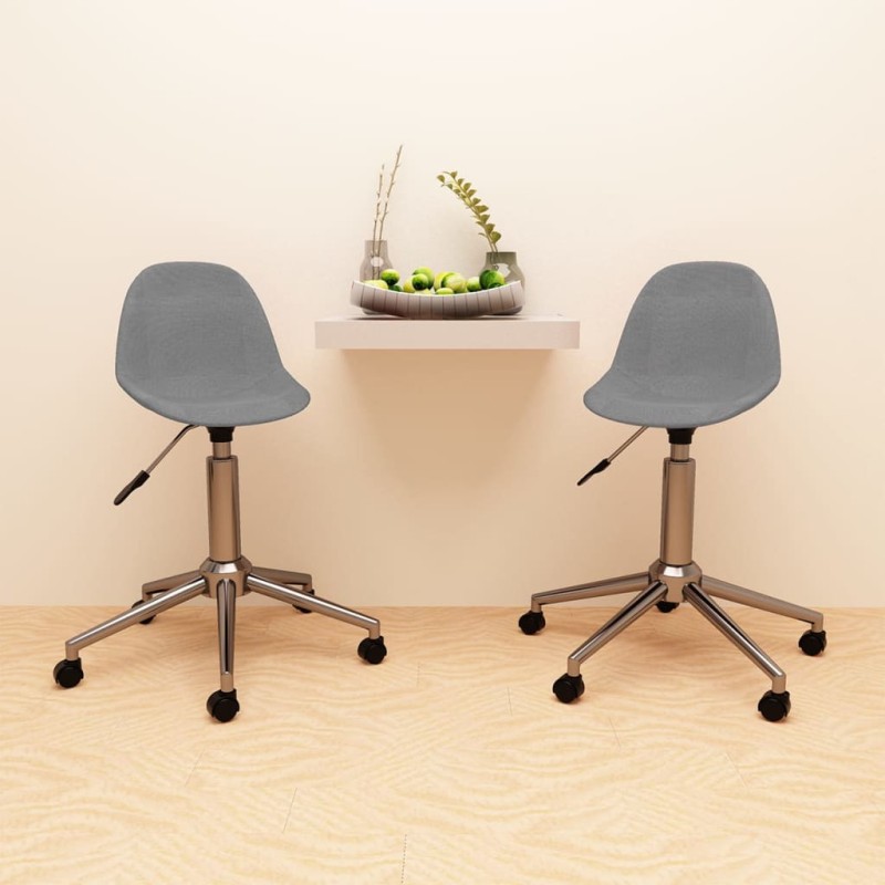vidaXL Sillas de comedor giratorias 2 unidades tela gris claro vidaXL Sillas de comedor giratorias 2 unidades tela gris claro