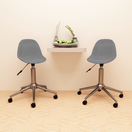 vidaXL Sillas de comedor giratorias 2 unidades tela gris claro