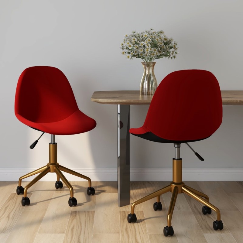 vidaXL Sillas de comedor giratorias 2 unidades terciopelo rojo tinto