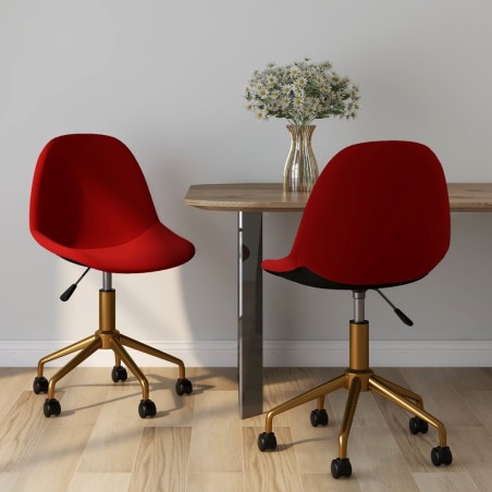 vidaXL Sillas de comedor giratorias 2 unidades terciopelo rojo tinto