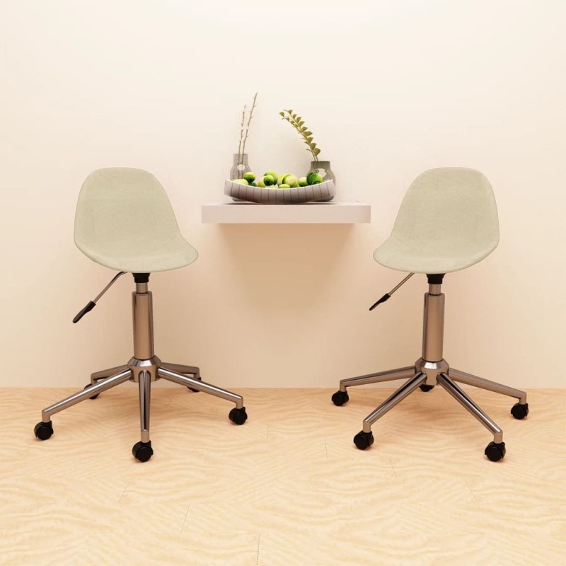 vidaXL Sillas de comedor giratorias 2 unidades tela color crema vidaXL Sillas de comedor giratorias 2 unidades tela color crema