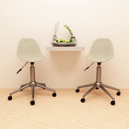 vidaXL Sillas de comedor giratorias 2 unidades tela color crema