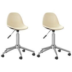 vidaXL Sillas de comedor giratorias 2 unidades tela color crema