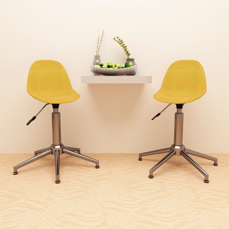 vidaXL Sillas de comedor giratorias 2 unidades tela amarillo mostaza vidaXL Sillas de comedor giratorias 2 unidades tela amarillo mostaza