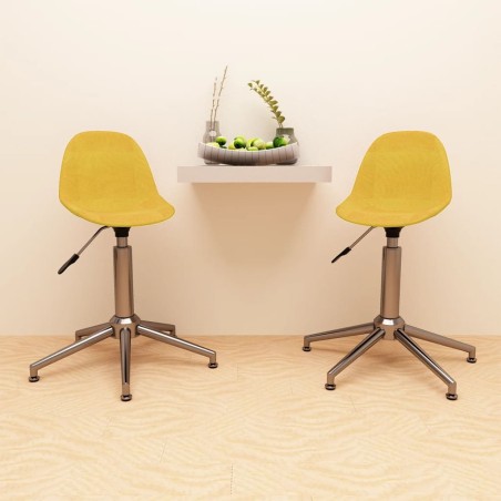 vidaXL Sillas de comedor giratorias 2 unidades tela amarillo mostaza