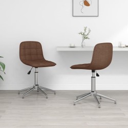 vidaXL Sillas de comedor giratorias 2 unidades tela marrón
