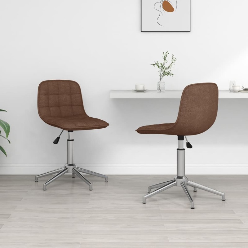 vidaXL Sillas de comedor giratorias 2 unidades tela marrón vidaXL Sillas de comedor giratorias 2 unidades tela marrón