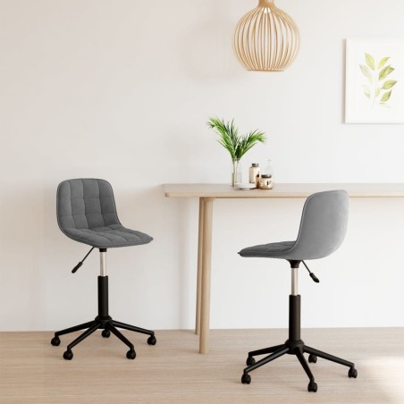 vidaXL Sillas de comedor giratorias 2 unidades terciopelo gris oscuro