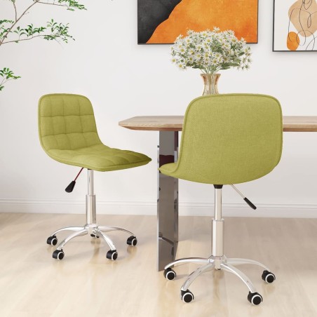 vidaXL Sillas de comedor giratorias 2 unidades tela verde