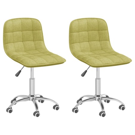 vidaXL Sillas de comedor giratorias 2 unidades tela verde