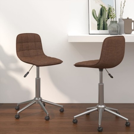 vidaXL Sillas de comedor giratorias 2 unidades tela marrón