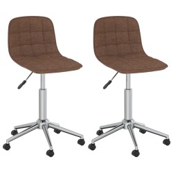 vidaXL Sillas de comedor giratorias 2 unidades tela marrón