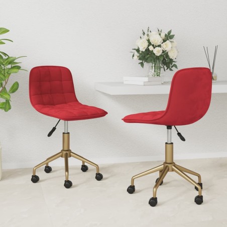vidaXL Sillas de comedor giratorias 2 unidades terciopelo rojo tinto