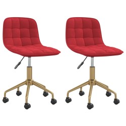 vidaXL Sillas de comedor giratorias 2 unidades terciopelo rojo tinto