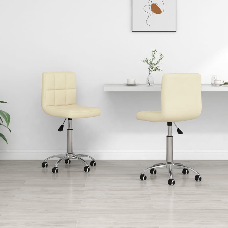 vidaXL Sillas de comedor giratorias 2 unidades tela color crema vidaXL Sillas de comedor giratorias 2 unidades tela color crema