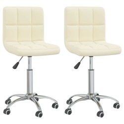 vidaXL Sillas de comedor giratorias 2 unidades tela color crema