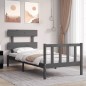 vidaXL Estructura de cama con cabecero madera maciza gris vidaXL Estructura de cama con cabecero madera maciza gris