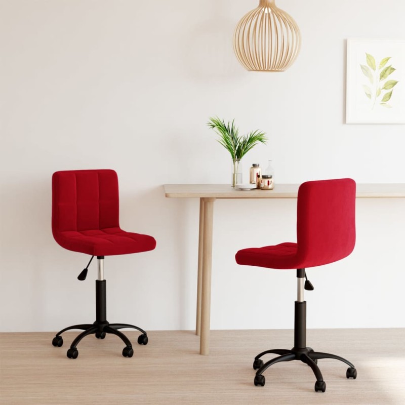 vidaXL Sillas de comedor giratorias 2 uds terciopelo rojo vino tinto vidaXL Sillas de comedor giratorias 2 uds terciopelo rojo vino tinto