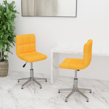 vidaXL Sillas de comedor giratorias 2 unidades tela amarillo mostaza
