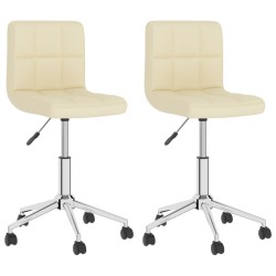 vidaXL Sillas de comedor giratorias 2 unidades tela color crema