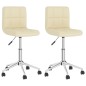 vidaXL Sillas de comedor giratorias 2 unidades tela color crema vidaXL Sillas de comedor giratorias 2 unidades tela color crema