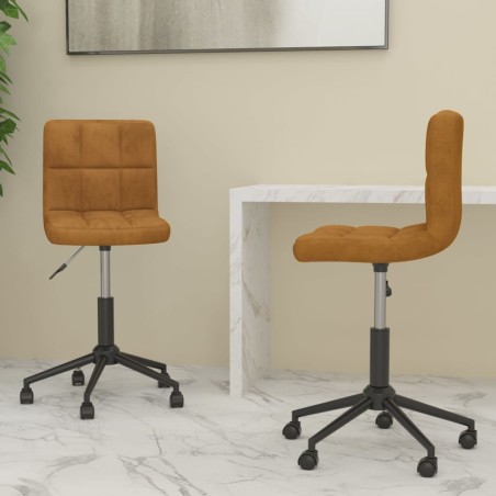 vidaXL Sillas de comedor giratorias 2 unidades terciopelo marrón