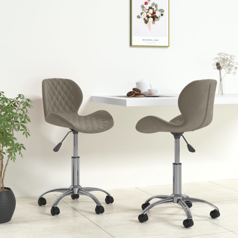 vidaXL Sillas de comedor giratorias 2 uds de terciopelo gris claro vidaXL Sillas de comedor giratorias 2 uds de terciopelo gris claro