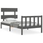 vidaXL Estructura de cama con cabecero madera maciza gris vidaXL Estructura de cama con cabecero madera maciza gris