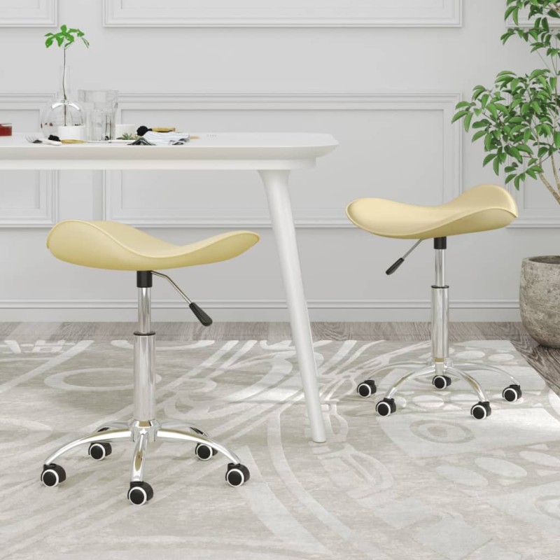 vidaXL Sillas de comedor giratorias 2 unidades cuero sintético crema vidaXL Sillas de comedor giratorias 2 unidades cuero sintético crema