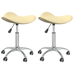 vidaXL Sillas de comedor giratorias 2 unidades cuero sintético crema