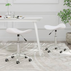vidaXL Sillas de comedor giratorias 2 unidades cuero sintético blanco