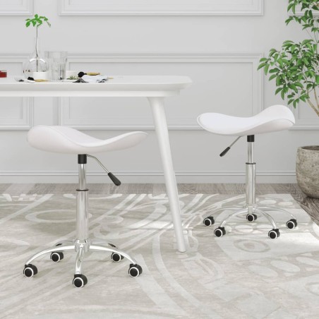 vidaXL Sillas de comedor giratorias 2 unidades cuero sintético blanco