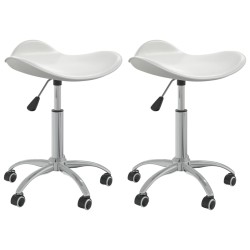 vidaXL Sillas de comedor giratorias 2 unidades cuero sintético blanco