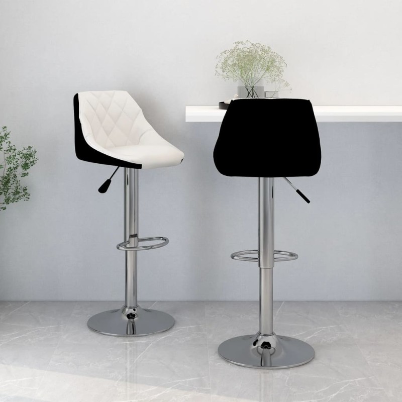 vidaXL Taburetes de cocina 2 unidades cuero sintético blanco y negro vidaXL Taburetes de cocina 2 unidades cuero sintético blanco y negro