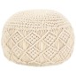 vidaXL Puf de macramé hecho a mano algodón 45x30 cm vidaXL Puf de macramé hecho a mano algodón 45x30 cm