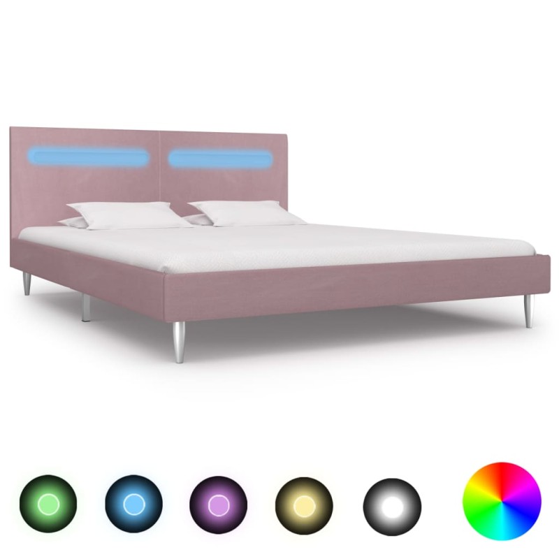 vidaXL Estructura de cama con LED tela rosa 180x200 cm vidaXL Estructura de cama con LED tela rosa 180x200 cm