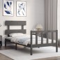 vidaXL Estructura de cama con cabecero madera maciza gris vidaXL Estructura de cama con cabecero madera maciza gris