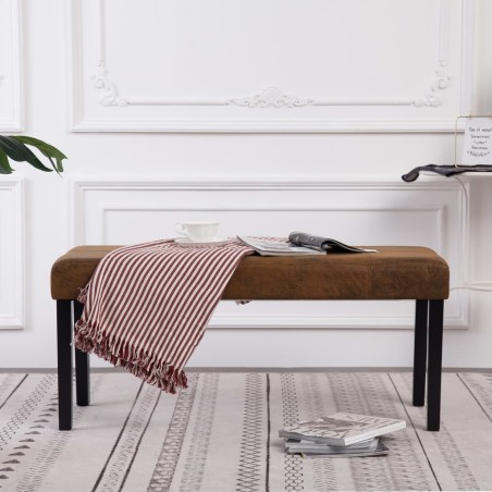vidaXL Banco de piel de ante artificial 106 cm marrón
