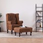 vidaXL Sillón Chesterfield y reposapiés piel de ante artificial marrón vidaXL Sillón Chesterfield y reposapiés piel de ante artificial marrón