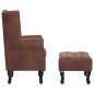 vidaXL Sillón Chesterfield y reposapiés piel de ante artificial marrón vidaXL Sillón Chesterfield y reposapiés piel de ante artificial marrón