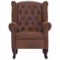 vidaXL Sillón Chesterfield y reposapiés piel de ante artificial marrón vidaXL Sillón Chesterfield y reposapiés piel de ante artificial marrón