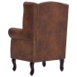 vidaXL Sillón Chesterfield y reposapiés piel de ante artificial marrón vidaXL Sillón Chesterfield y reposapiés piel de ante artificial marrón