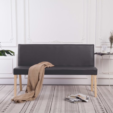 vidaXL Banco de cuero sintético 139,5 cm gris