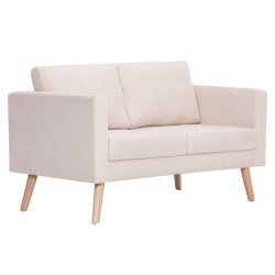 vidaXL Sofá de 2 plazas de tela color crema