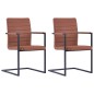vidaXL Sillas de comedor voladizas 2 unidades cuero sintético marrón vidaXL Sillas de comedor voladizas 2 unidades cuero sintético marrón