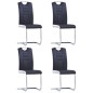 vidaXL Sillas de comedor voladizas 4 unidades cuero sintético negro